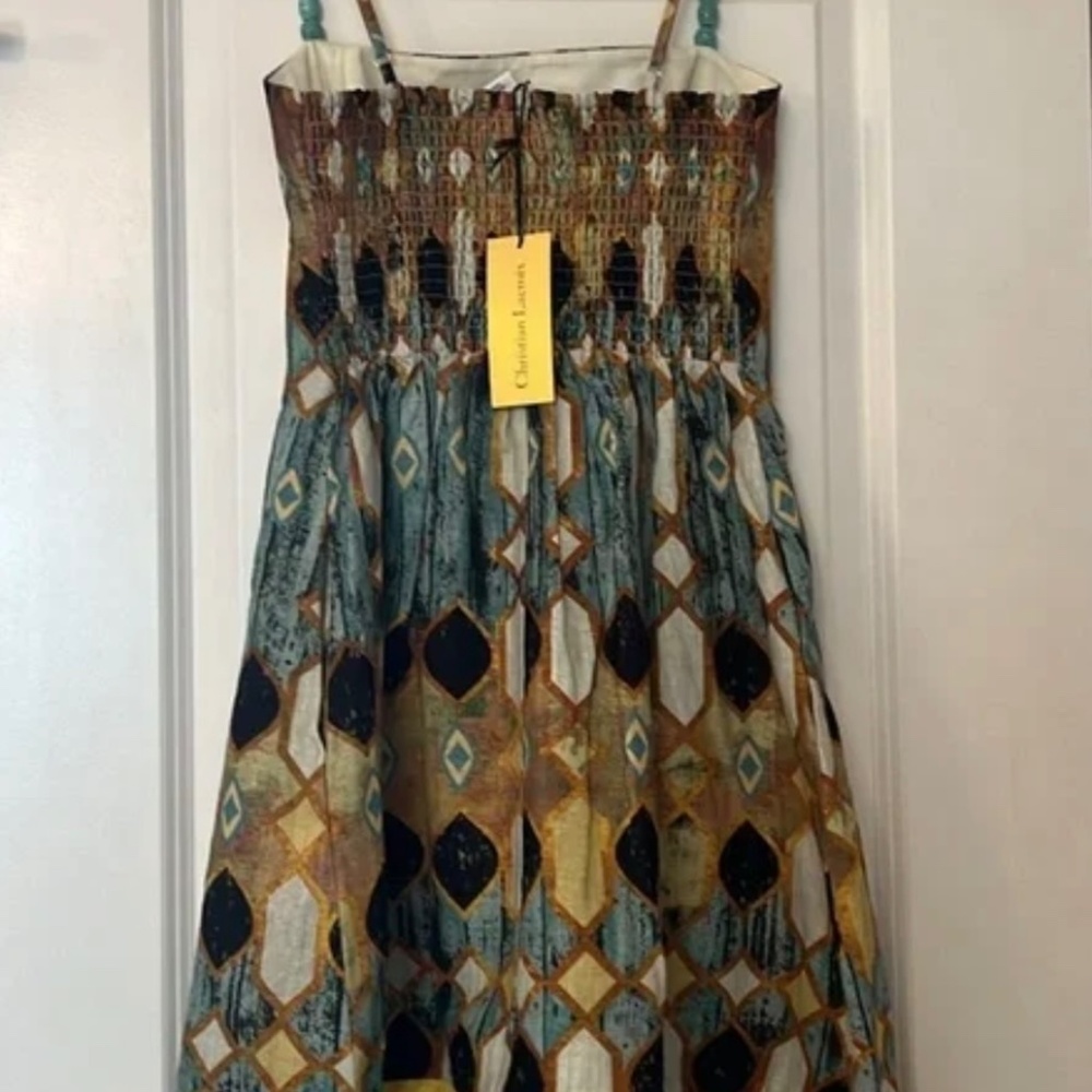 Christian Lacroix Linen Blend Mini Dress With Fringe Hem, Size XXS - Picture 8 of 16